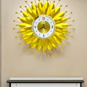 Golden Round Metal Wall Clock Art
