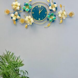Decorative Floral Metal Wall Clock Art