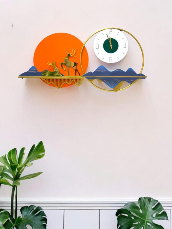 Colourful Deer Metal Wall Clock Art