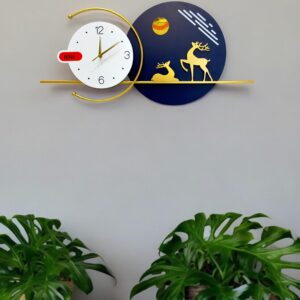 Large Deer Metal Wall Clock