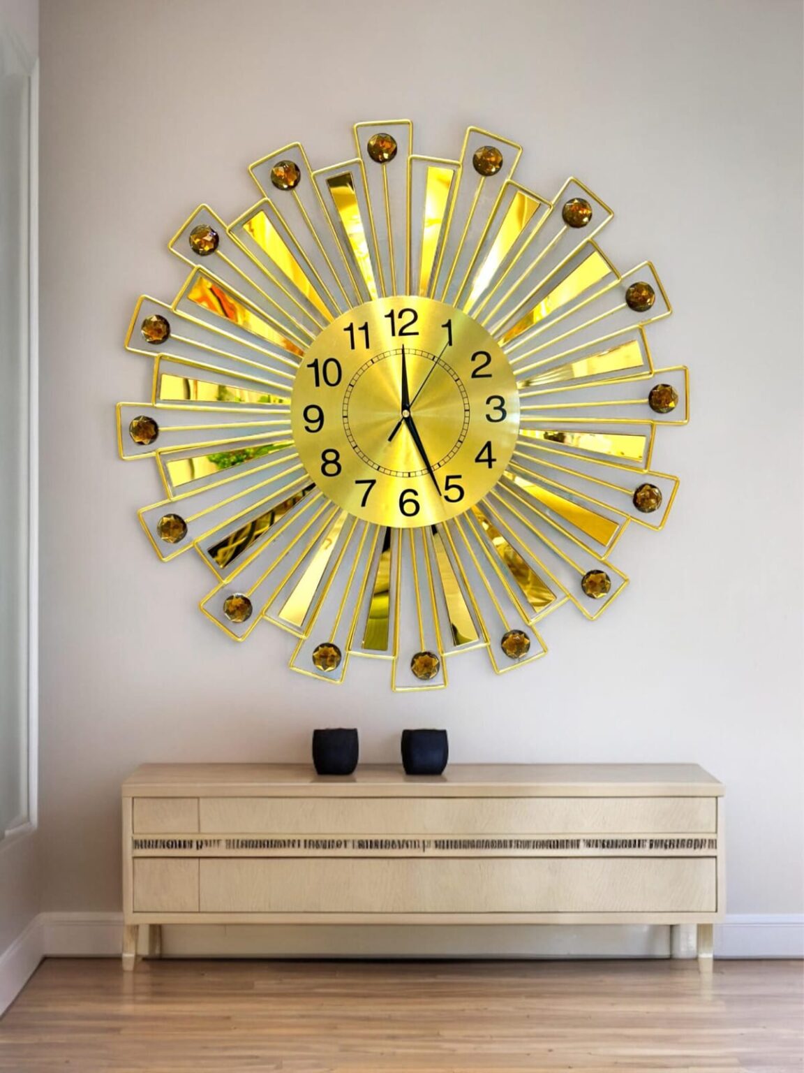 Decorative Round Golden Metal Clock Art - Vishal Interior Gallery