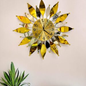 Gold Metal Wall Clock Art