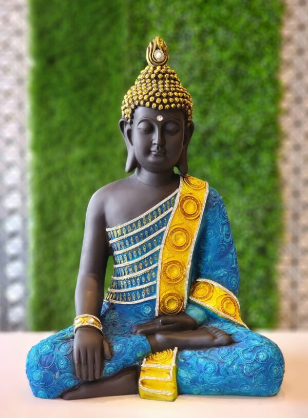 Blue Polyresin Meditating Buddha Statue